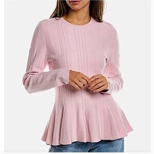 Ted Baker Beffi ribbed peplum sweater in light pink size 4 nwot